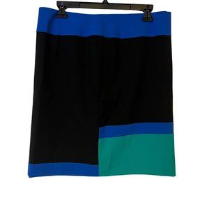 Worthington Pencil Skirt Womens 10 Colorblock Knee Length Black Green Blue NEW